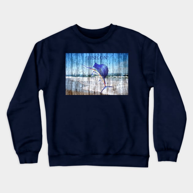 Marlin - Fish On Sign Crewneck Sweatshirt by JimDeFazioPhotography